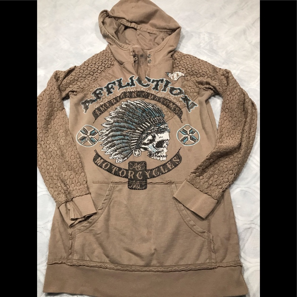Affliction Embellished Hoodie Sz S
